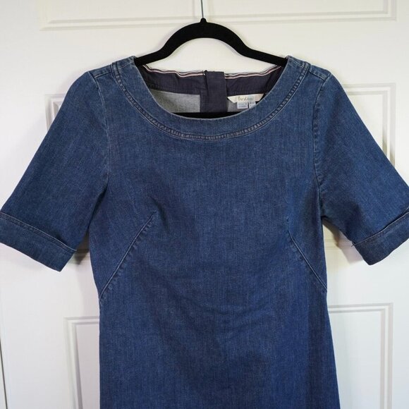 Boden Size 6 Rhea Stretch Denim Chambray Knee Length Sheath Dress - Picture 4 of 8